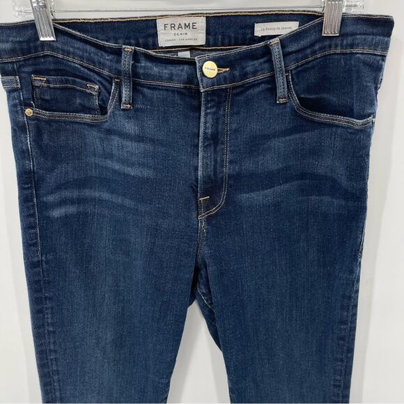 Frame Le Skinny de Jeanne Dark Wash Boho Indie Preppy Jeans Size 33 - Picture 4 of 15